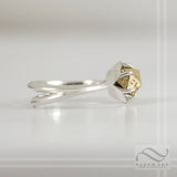 D20 Engagement ring in Mixed Metals - Sterling silver or white gold