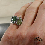 Nephrite Jade Yin Yang Ring in sterling silver - Open shank adjustable ring