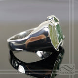 Nephrite Jade Yin Yang Ring in sterling silver - Open shank adjustable ring