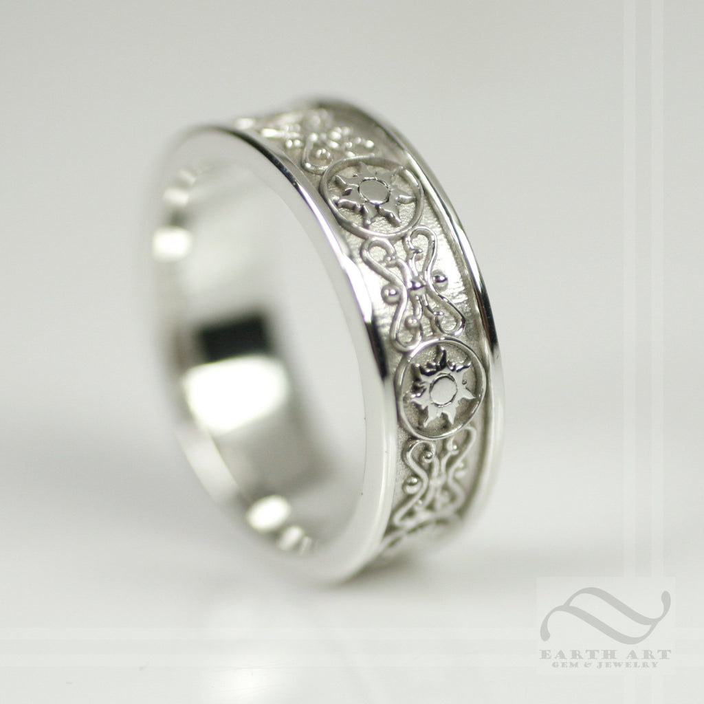 Mens Tangled Wedding Band - Mens ring in 14k gold or sterling