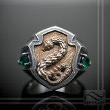 Deluxe House Signet Ring - The Serpent  - Sterling Silver and Ancient Bronze