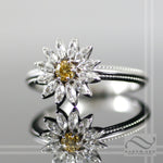 14k white gold and Diamond Daisy Ring