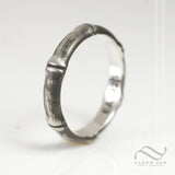 Brushed Bamboo Ring in Sterling Silver