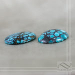 16.7 cttw Pair of loose turquoise oval cabochon - natural vintage cabs
