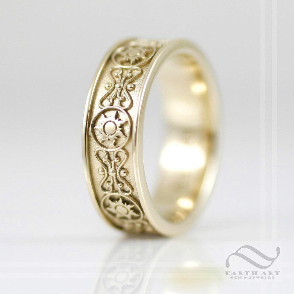 Mens Tangled Wedding Band - Mens ring in 14k gold or sterling