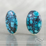 16.7 cttw Pair of loose turquoise oval cabochon - natural vintage cabs