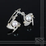 Art Deco Inspired Pearl Earrings - Vintage style - Sterling  Silver