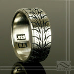 Low Profile Tire Tread Ring- Sterling Silver