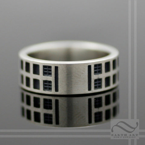Through Space and Time -Tardis Band - Sterling Silver