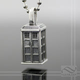 Through Space and Time -Police Box Pendant - Sterling Silver