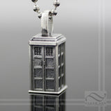 Through Space and Time -Police Box Pendant - Sterling Silver