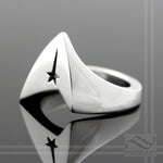 Lieutenant Star Signet Ring - Solid Sterling Silver