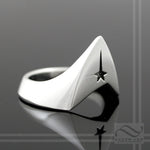 Lieutenant Star Signet Ring - Solid Sterling Silver