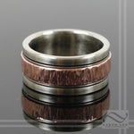 Mens 14k White Gold And textured Copper Wedding Band