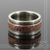 Mens 14k White Gold And textured Rose gold Wedding Band