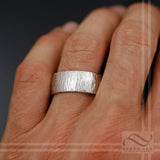 Extra Wide Bark texture Wedding Ring - Solid 950 Platinum