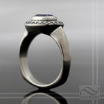 Tanzanite and Diamond Halo Engagement Ring - 14k white gold