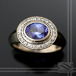 Tanzanite and Diamond Halo Engagement Ring - 14k white gold