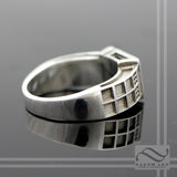 Police Box Ring Solid Sterling Silver -  With synthetic Sapphire