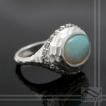 Halo Ring with Opal and CZ - Sterling Silver