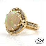 Australian Opal Halo Engagement ring with Diamonds in 14k