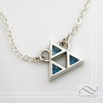 Triforce Necklace -  Sterling or 14k white gold and topaz