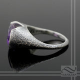 Amethyst Statement ring with texture - Sterling Silver