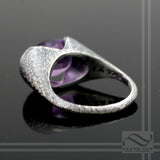 Amethyst Statement ring with texture - Sterling Silver