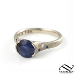 Natural Sapphire Engagement Ring in 14k white gold