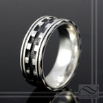 Mens Gears Band - Sterling Silver - Industrial steam punk wide wedding ring