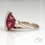 Pink Rubellite Tourmaline Captured by Diamonds - 14k white gold