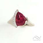 Pink Rubellite Tourmaline Captured by Diamonds - 14k white gold