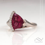 Pink Rubellite Tourmaline Captured by Diamonds - 14k white gold